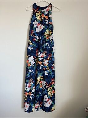 Navy Floral A-Line Maxi Skirt